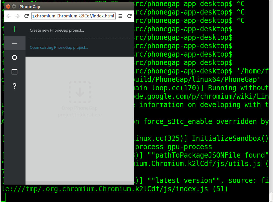 phonegap desktop on  linux